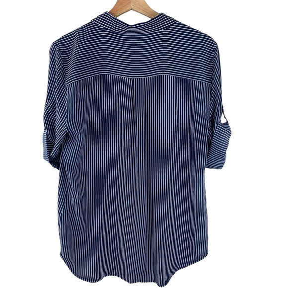 Equipment Femme 100% Silk Blue & White Striped Button Down Blouse Top Preppy - Picture 3 of 7
